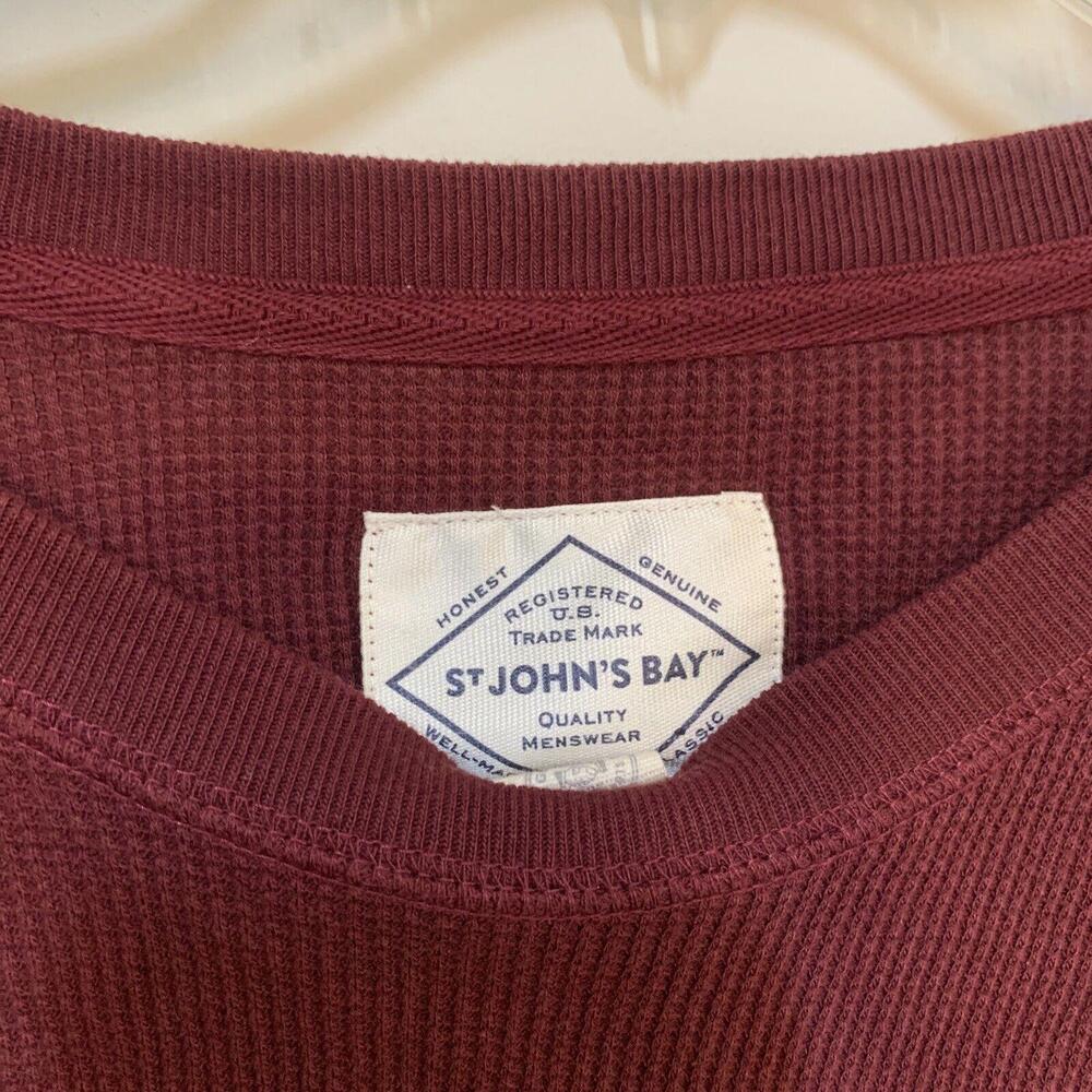 St Johns Bay Men's Pullover Sweater Size XL Long Sleeve Burgundy Winter Fall - Picture 2 of 4